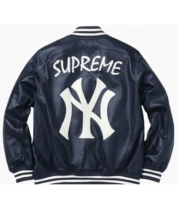 Buy Supreme New York Yankees Varsity Leather Jacket For Men and Women