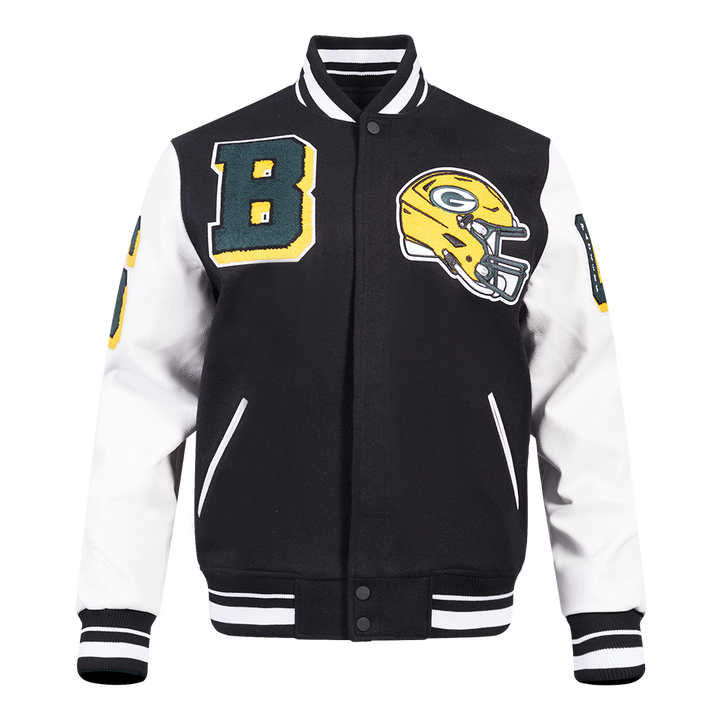 NFL Green Bay Packers mashup men's rib wool varsity jacket in USA
