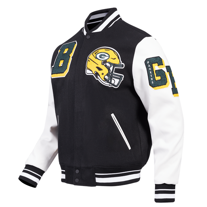 Stylish NFL Packers rib wool varsity jacket for men in USA