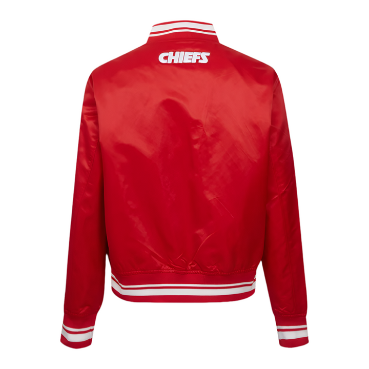 Shiny satin varsity jacket for Kansas City Chiefs fans in American Style