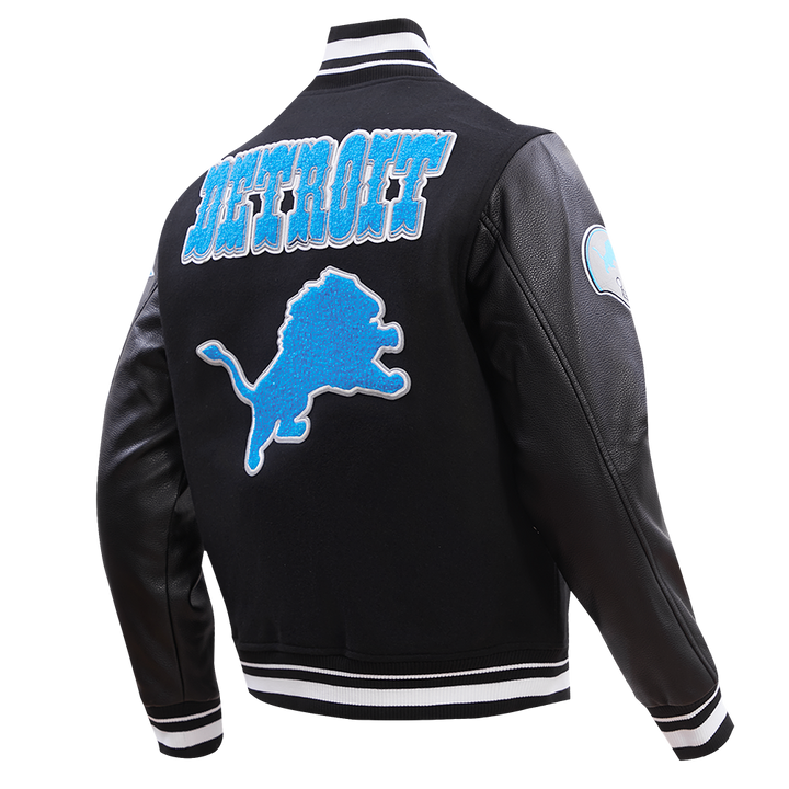Unisex retro style Detroit Lions varsity jacket made of wool in USA