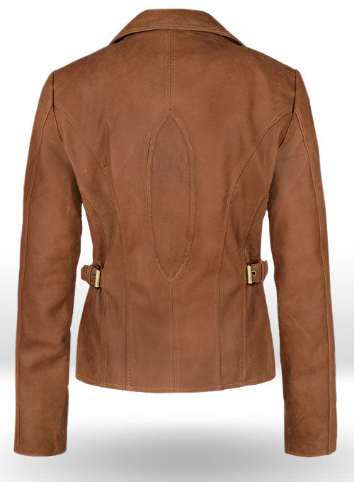 Brown leather jacket on a white background