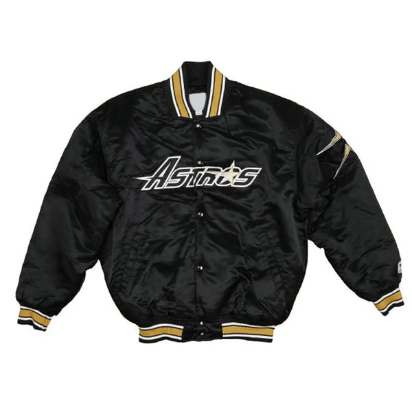 Black jacket with 'Astros' logo on a white background
