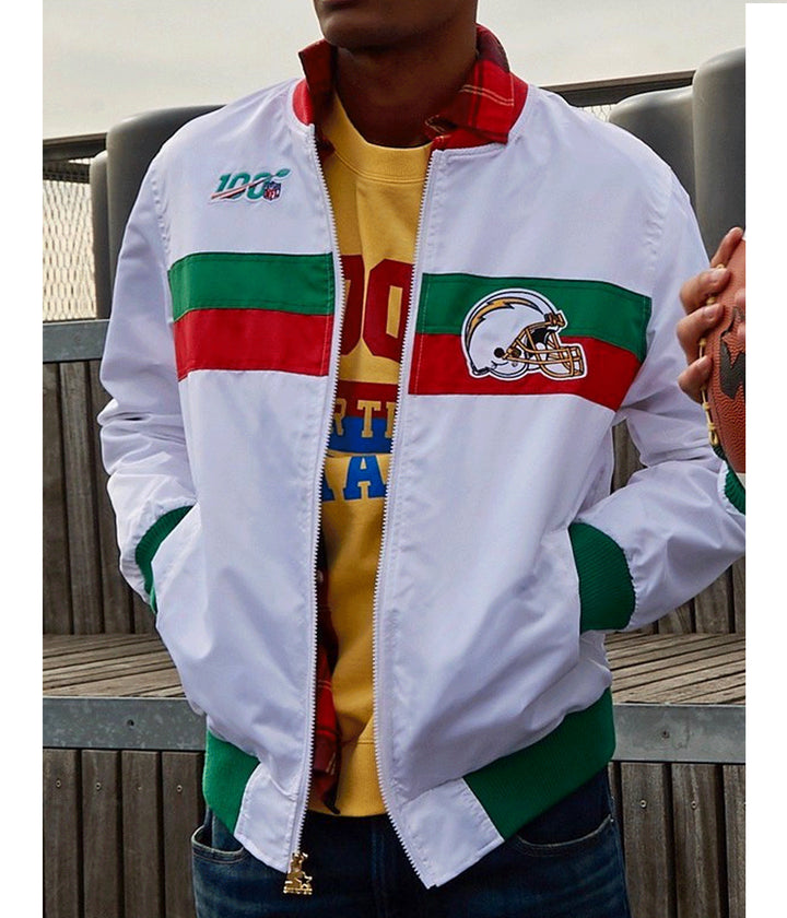 Stylish LA Chargers white jacket with 2019 Mexico game details in USA