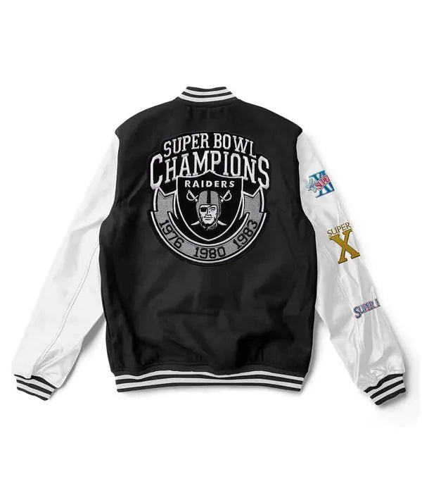 Raiders wool leather varsity jacket

