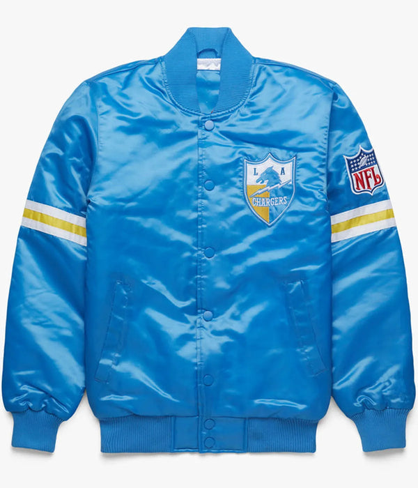 NFL Los Angeles Chargers shiny light blue game day jacket in USA