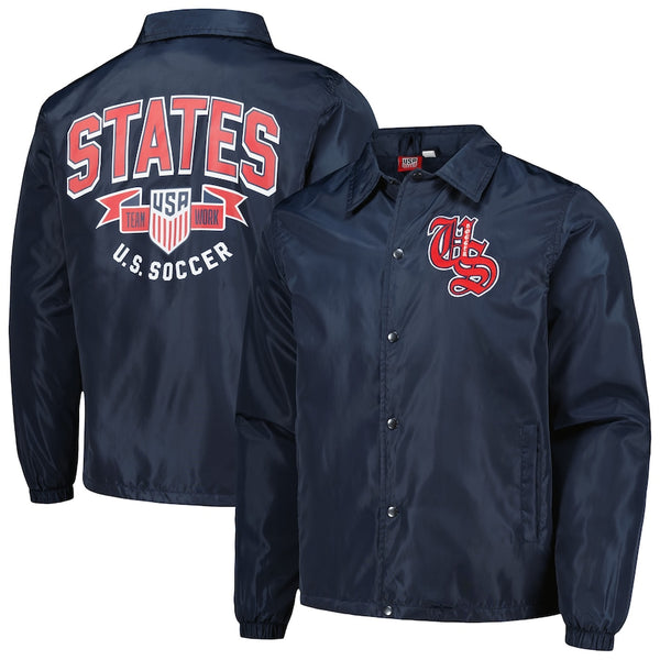 Men's Navy USMNT Full-Snap Coaches Jacket in USA