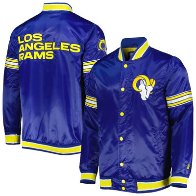 Buy LA Rams Warm Up Pitch Blue Varsity Jacket For Men and Women