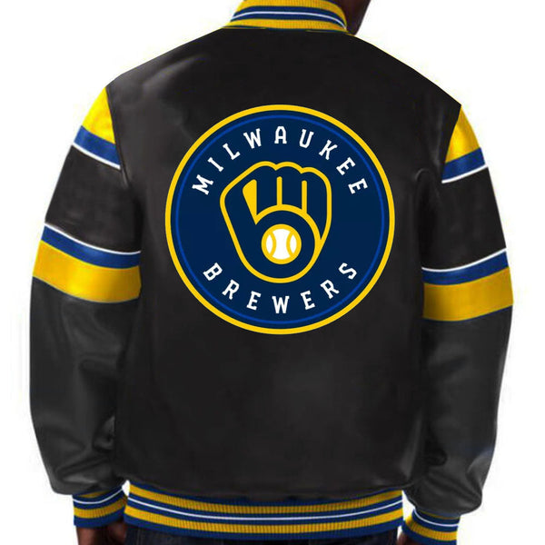Buy MLB Milwaukee Brewers Leather Jacket For Men and Women