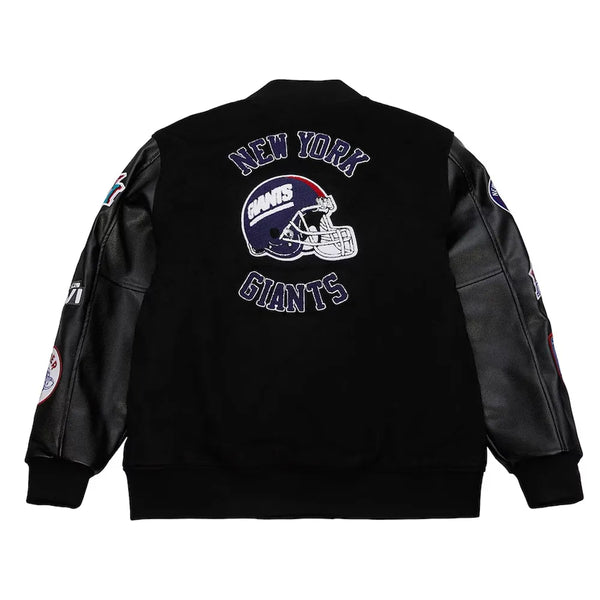 Buy NY Giants Blackout Vintage Logo Varsity Jacket
