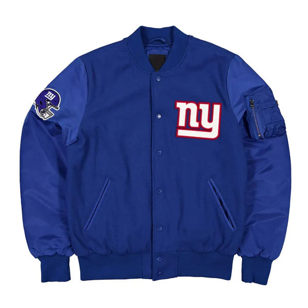 New York Giants varsity jacket for men and women with team logo in USA