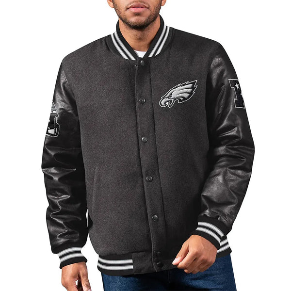 Philadelphia Eagles varsity jacket for men and women with team logo in USA