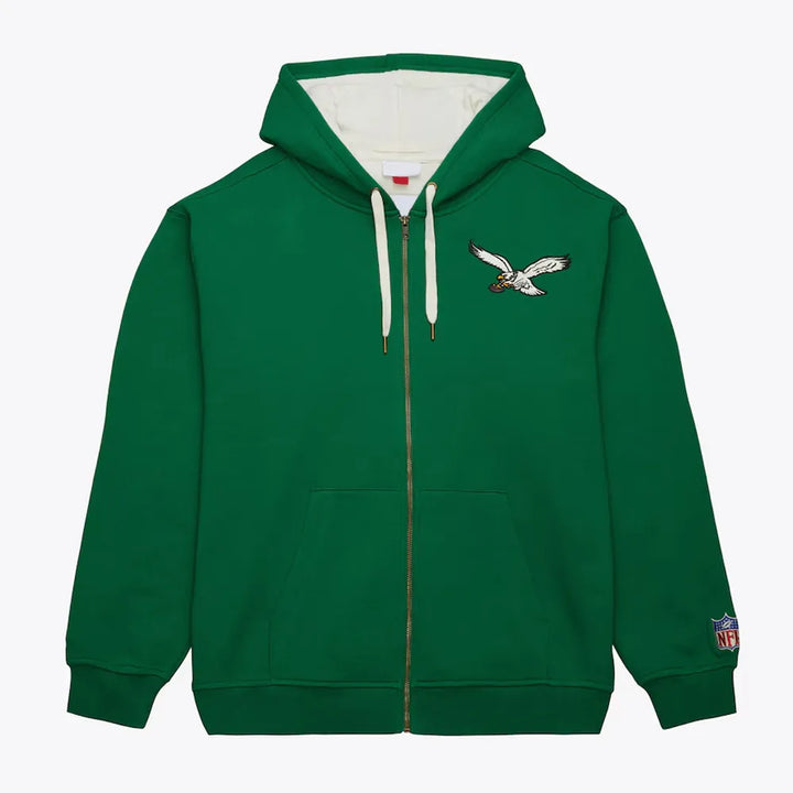 Philadelphia Eagles Kelly Green Playoff Win 2.0 hoodie front view in USA