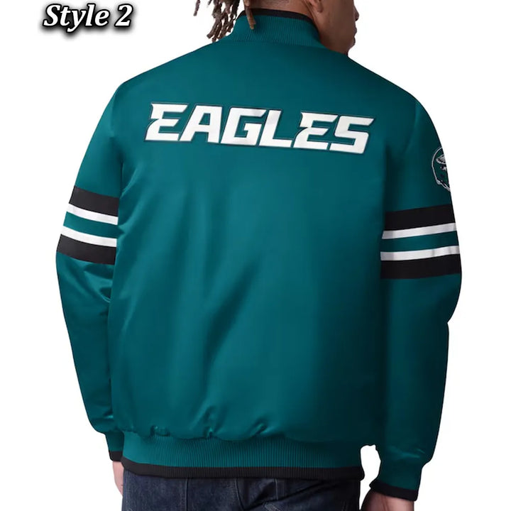 Classic NFL Philadelphia Eagles satin jacket with ribbed cuffs in USA
