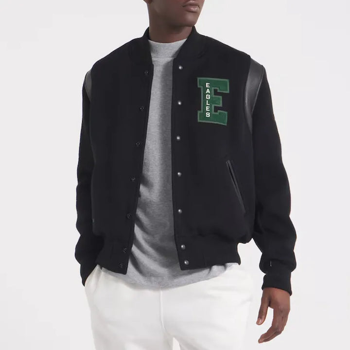 Philadelphia Eagles black teddy varsity jacket

