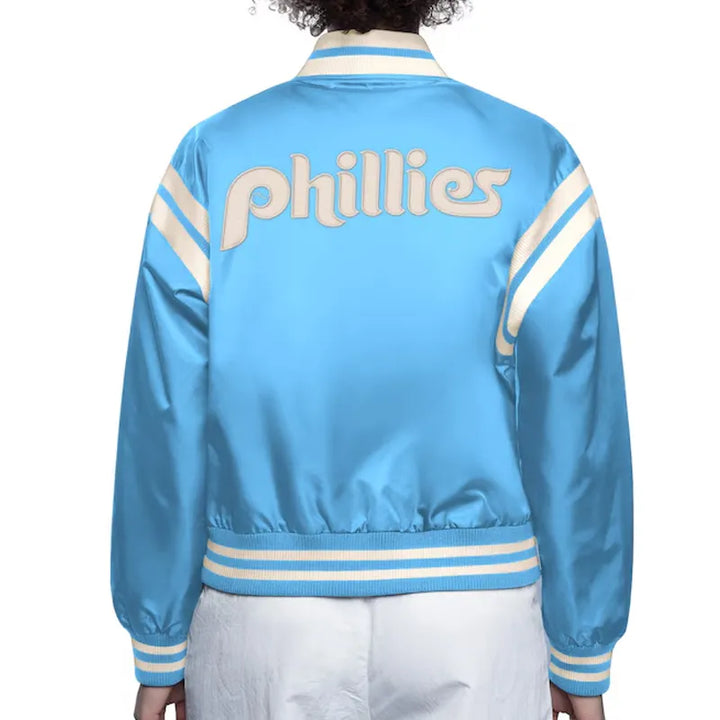 Phillies light blue retro varsity jacket

