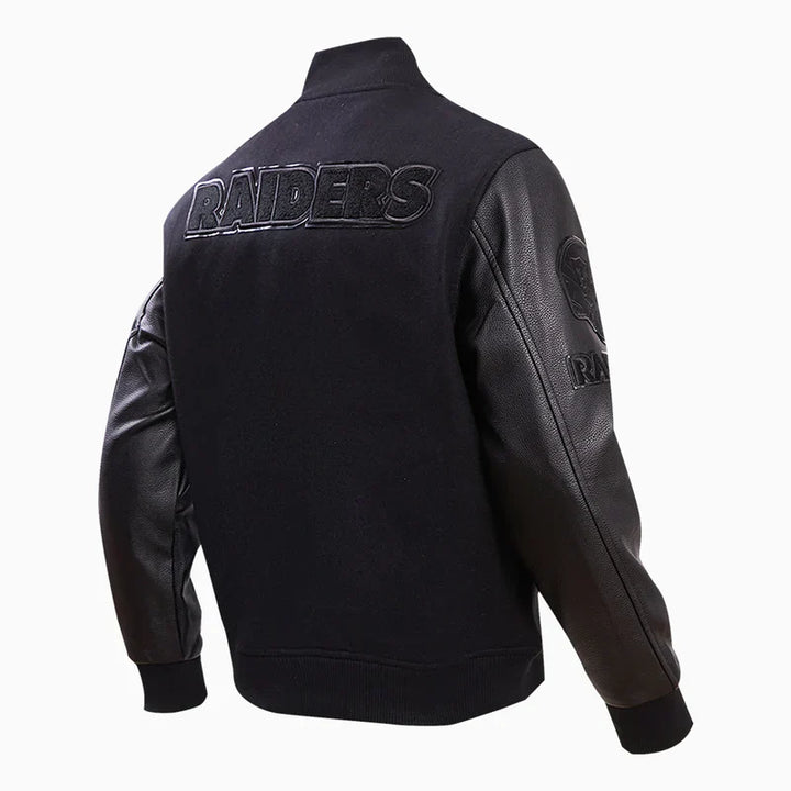 Classic Raiders varsity jacket with ribbed cuffs and hem in USA