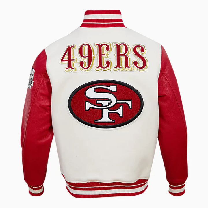 Red and gold San Francisco 49ers varsity jacket unisex in USA