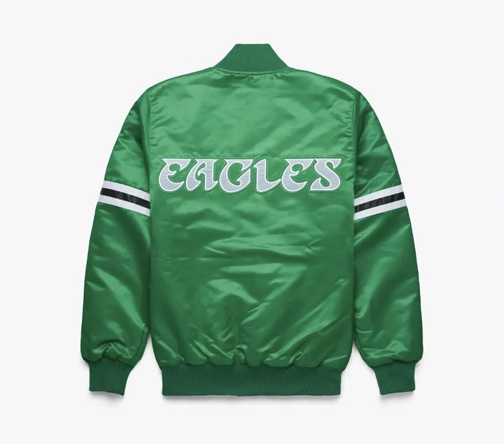 Back View NFL Philadelphia Eagles Satin Jacket Men and Women in USA