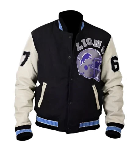 Detroit Lions classic wool varsity jacket with embroidered logo in USA