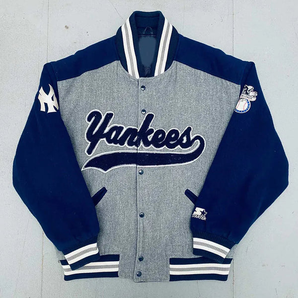 Buy NY Yankees 1990’s Script Spellout Varsity Jacket For Men and Women