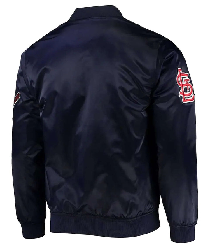 Navy blue satin Cardinals baseball jacket

