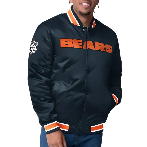 Buy Chicago Bears Closer Navy Satin Jacket