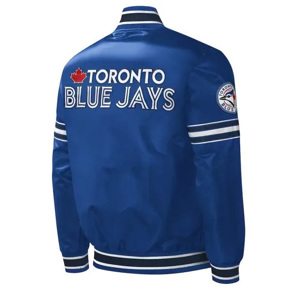 Toronto Blue Jays Royal Midfield Varsity Satin Jacket in American Style