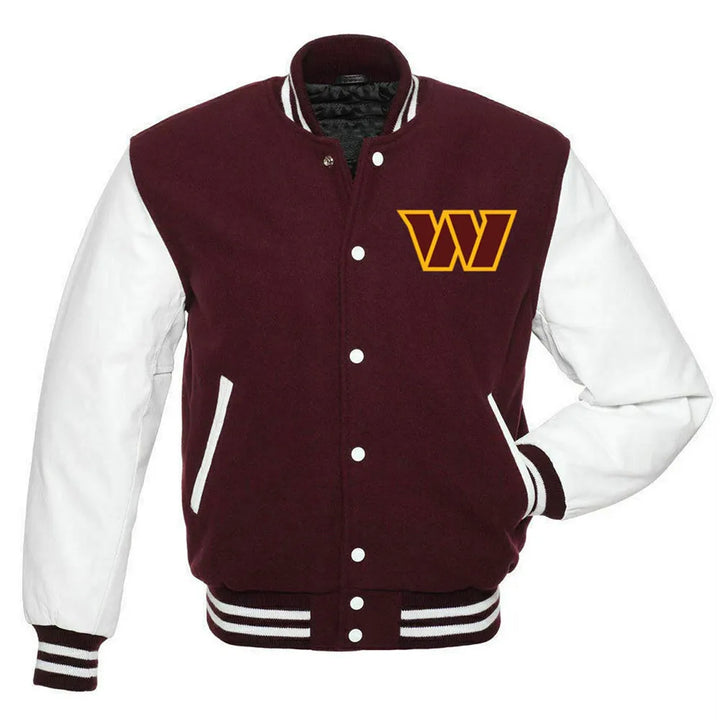 Burgundy and gold Washington Commanders wool jacket for fans in USA