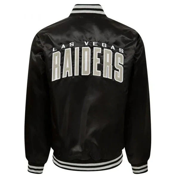 Wordmark Raiders bomber jacket front view


