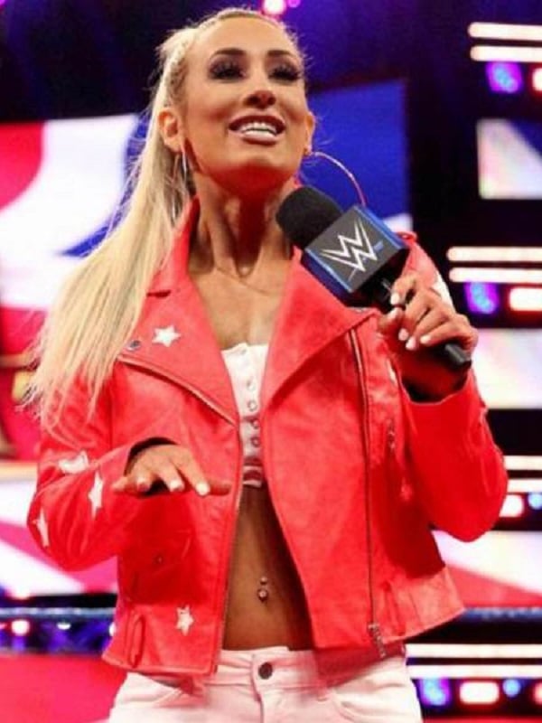 Buy Wrestler Carmella Red Leather Jacket