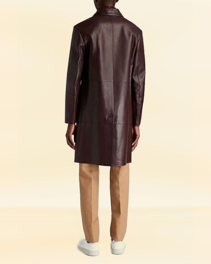 Men's Brown Leather Coat - High-Quality and Stylish