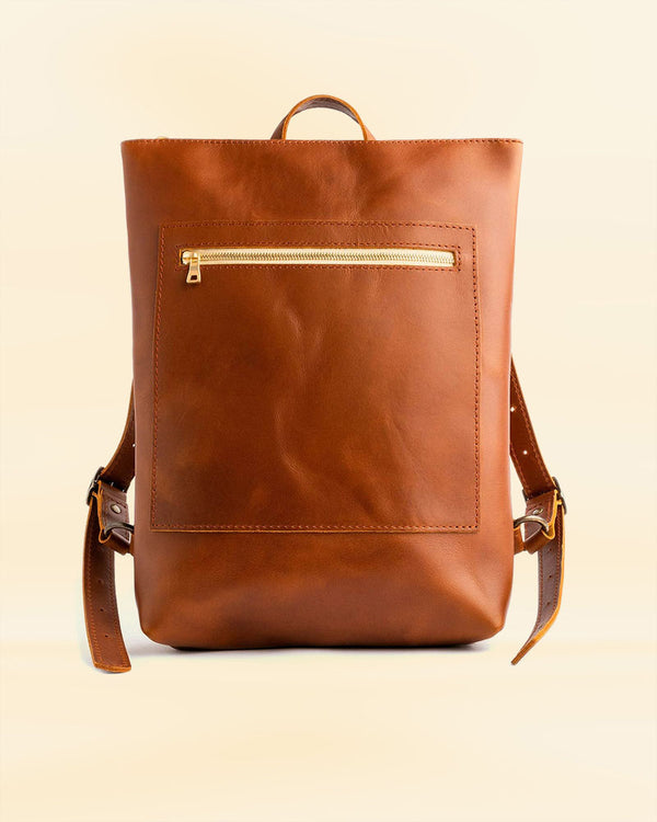 Classic leather laptop backpack for the traditional student or worker