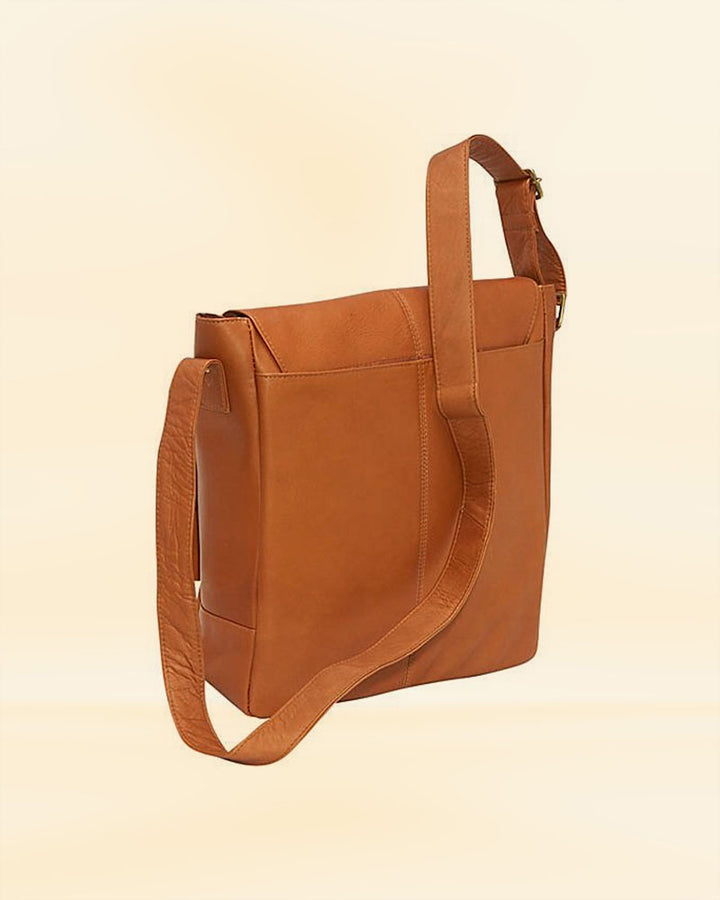 Real Leather Deluxe Vertical Messenger Bag in usa