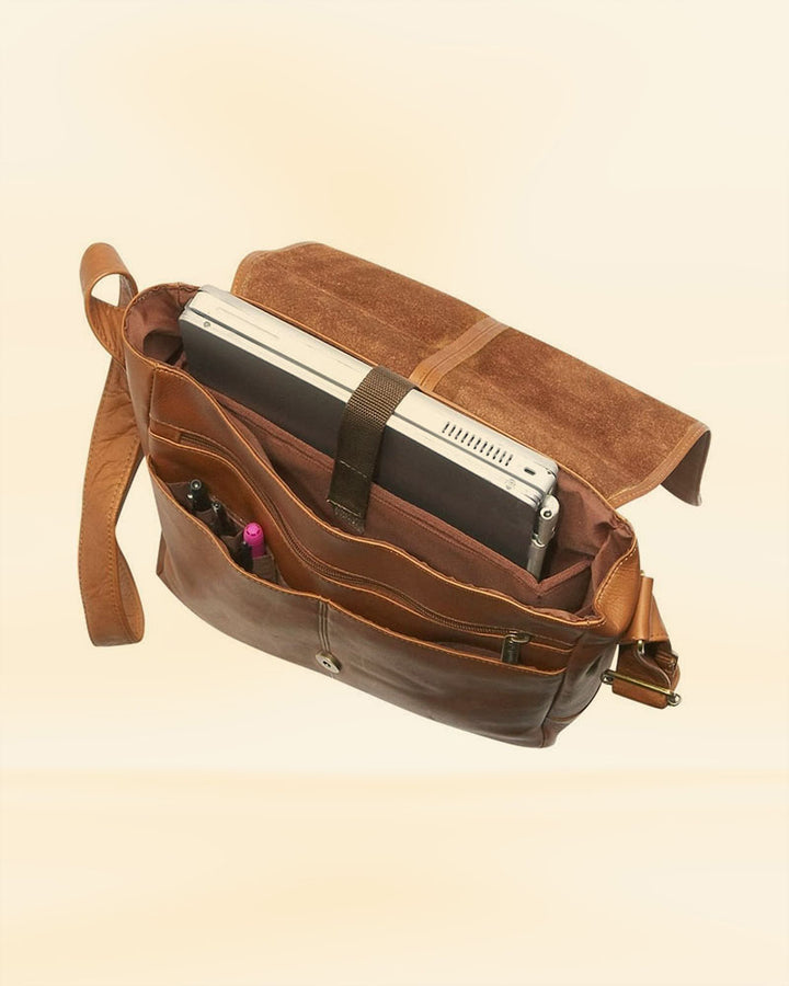 100% original Leather Deluxe Vertical Messenger Bag in USA