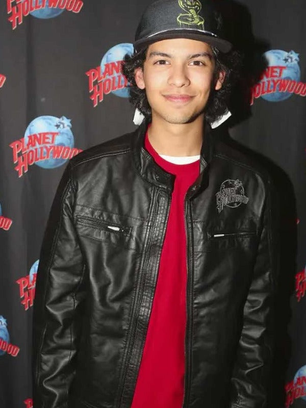 Buy Cobra Kai Premiere Event Leather Jacket Worn By Xolo Maridueña | Xolo Maridueña Cobra Kai Premiere Event Leather Jacket