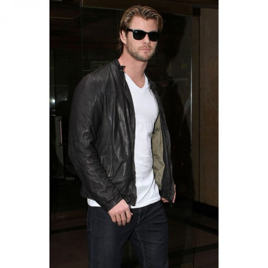 Buy Black Stylish Leather Jacket Worn by Chris Hemsworth | Chris Hemsworth Leather Jacket