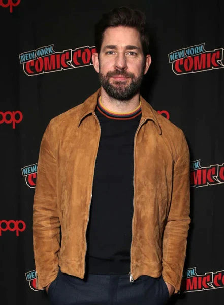 John Krasinski's stylish suede jacket in USA