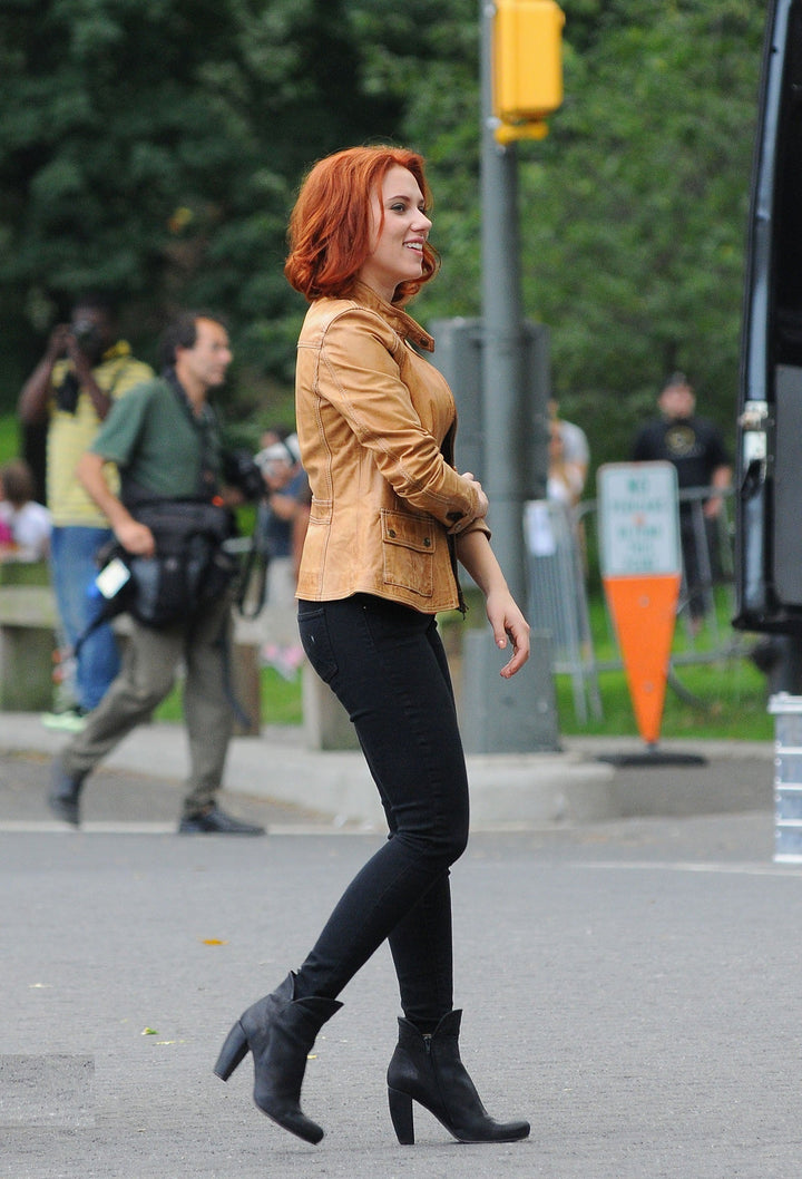 Natasha Romanoff Street wear leather jacket
