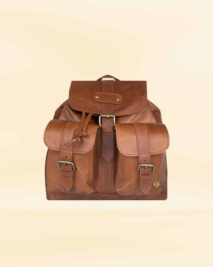 Large central compartment secured by a leather drawstring in US