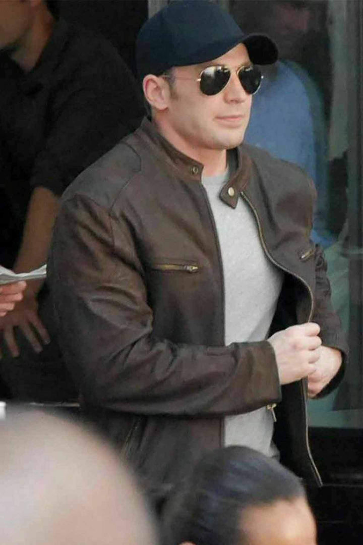Embrace your inner superhero with this stylish Captain America Brown Distressed Leather Jacket in American style