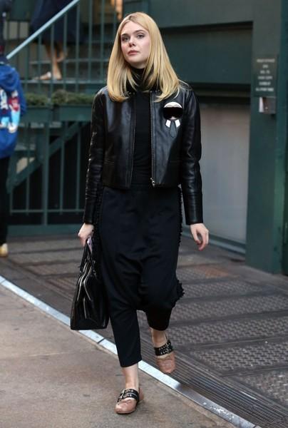 Elle Fanning Leather Jacket
