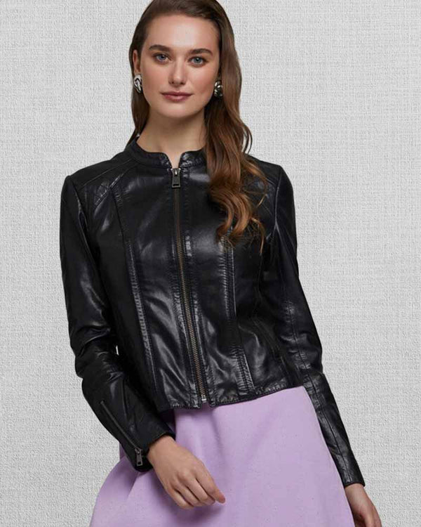 Unleash your inner rebel with Karlie Kloss's biker leather jacket in American style