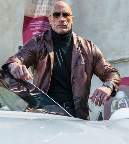 Buy Red Notice Look Decadent Leather Coat Worn by Dwayne Johnson | Red Notice Dwayne Johnson Leather Coat