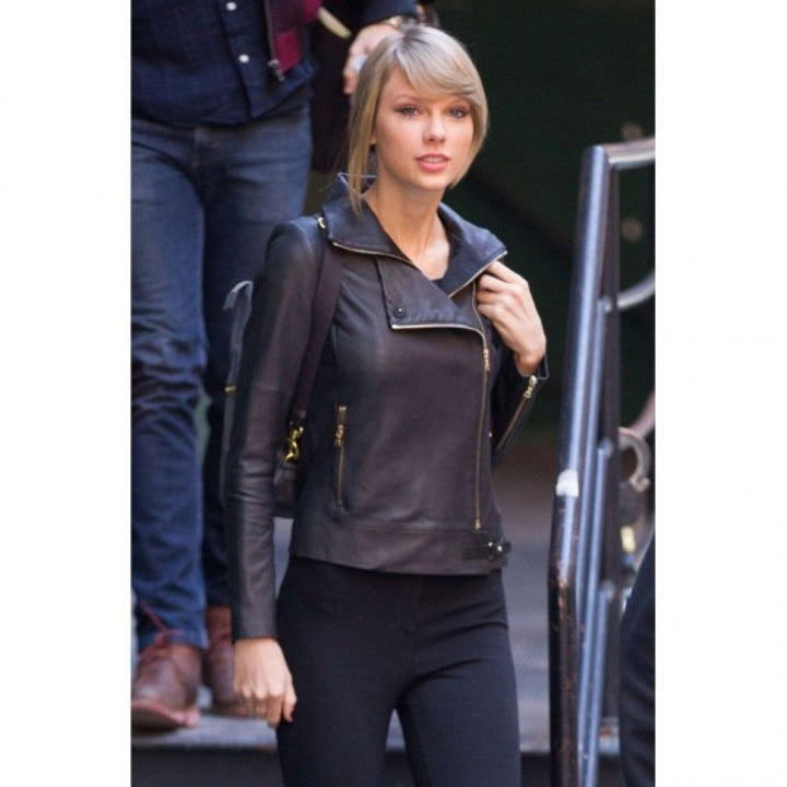 Black leather jacket for women