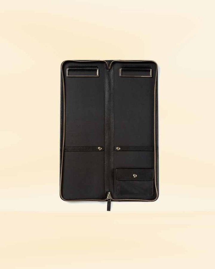 Fine leather tie case for organizing ties