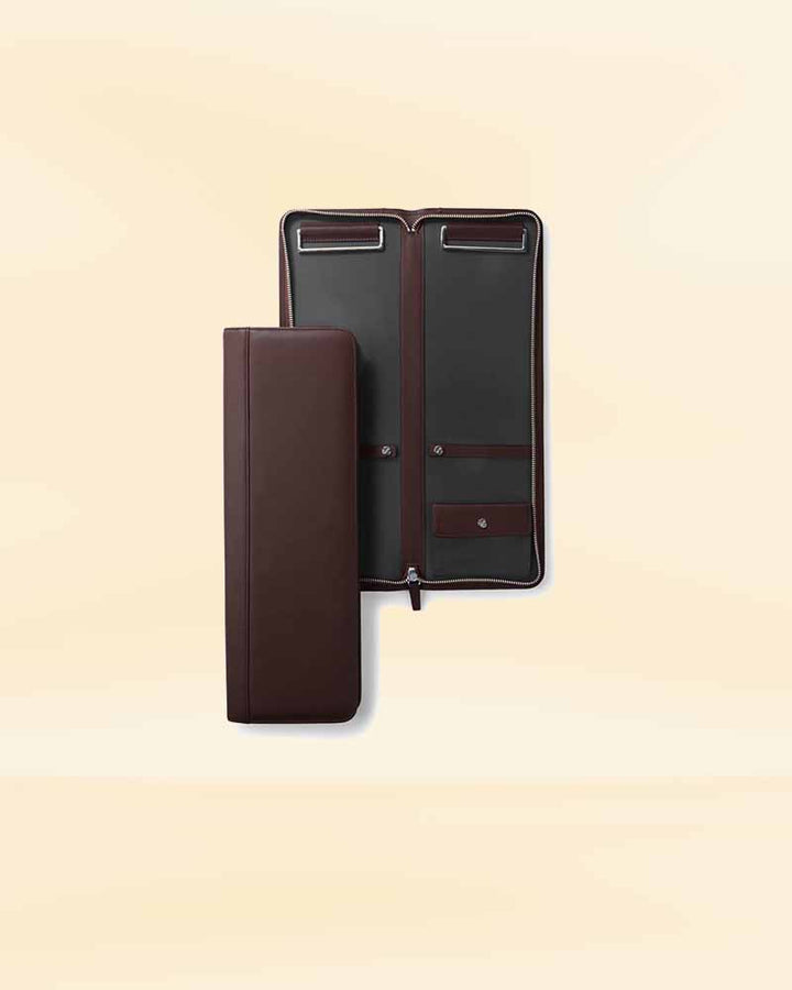 Handmade leather tie case for storage and protection USA style