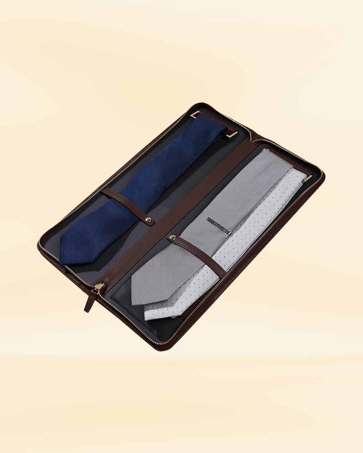Vintage leather tie case for tie collection
