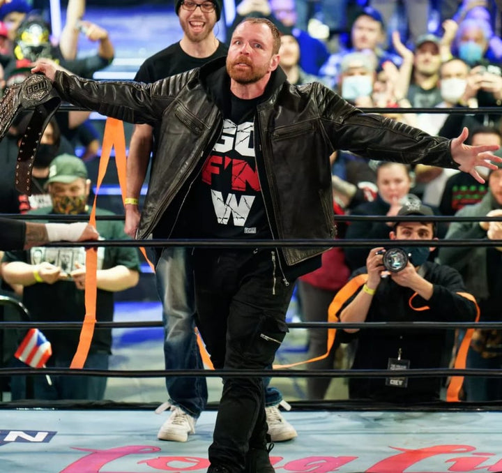 Jon Moxley sports a sleek black leather jacket on his return to AEW in USA market