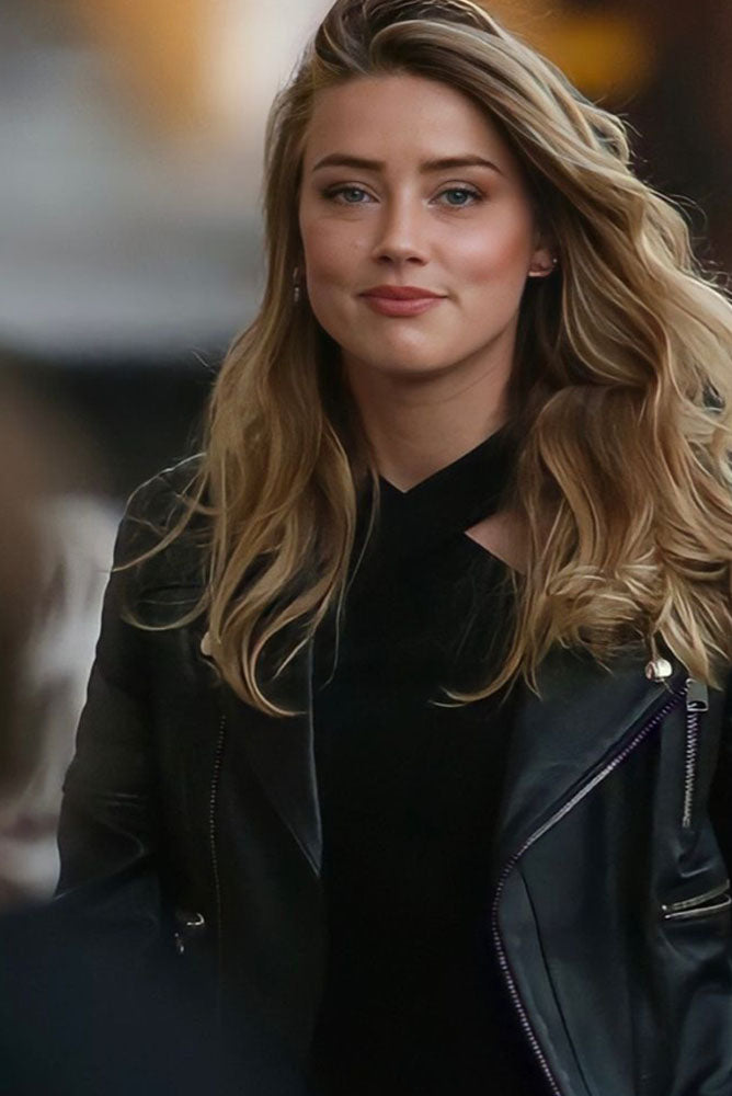 AMBER HEARD BIKER LEATHER JACKET